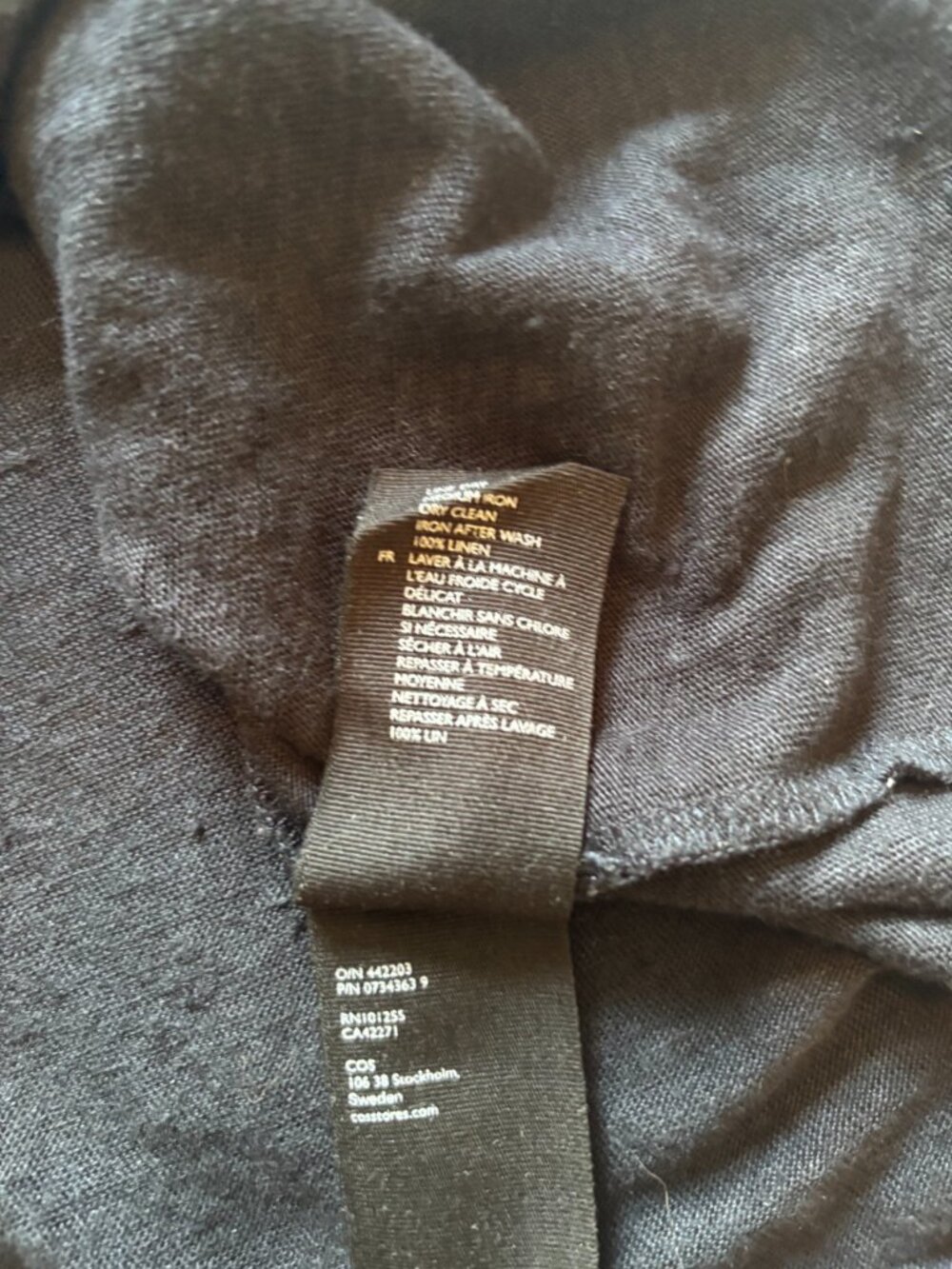COS 100% Linen Lightweight 3/4 Sleeve Black Sweater - Size M - Picture 4 of 8